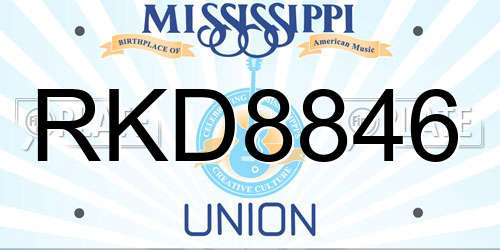 RKD8846 Mississippi License Plate