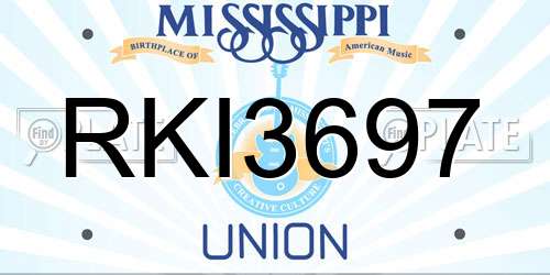 RKI3697 Mississippi License Plate