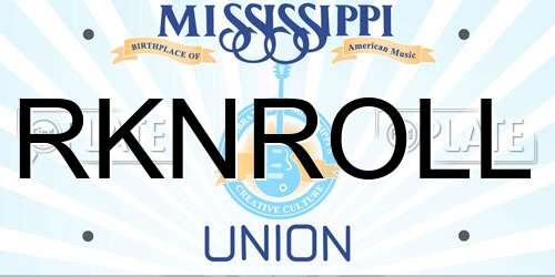 RKNROLL Mississippi License Plate