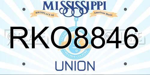 RKO8846 Mississippi License Plate