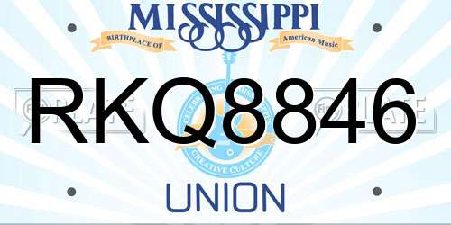 RKQ8846 Mississippi License Plate
