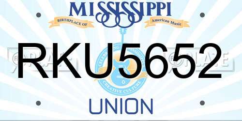 RKU5652 Mississippi License Plate