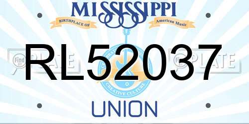 RL52037 Mississippi License Plate