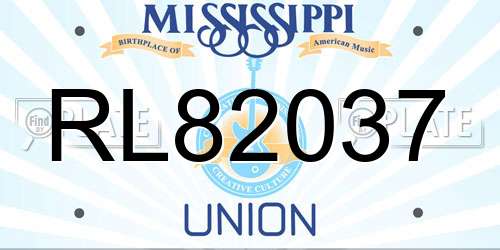 RL82037 Mississippi License Plate