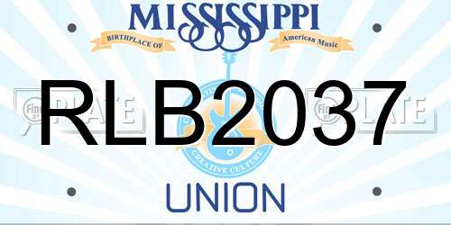 RLB2037 Mississippi License Plate