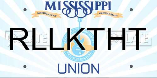 RLLKTHT Mississippi License Plate