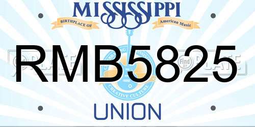 RMB5825 Mississippi License Plate