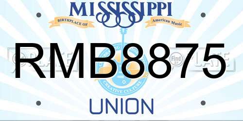RMB8875 Mississippi License Plate