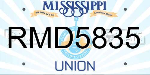 RMD5835 Mississippi License Plate