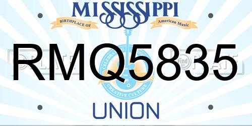 RMQ5835 Mississippi License Plate