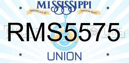 RMS5575 Mississippi License Plate