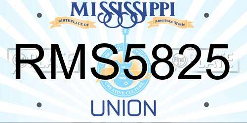 RMS5825 Mississippi License Plate