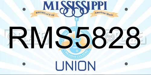 RMS5828 Mississippi License Plate