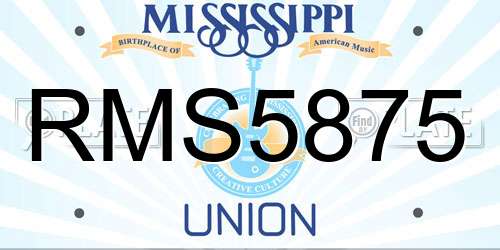 RMS5875 Mississippi License Plate