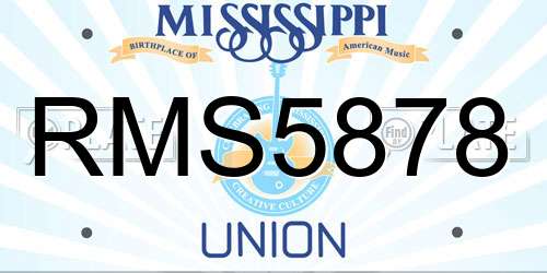 RMS5878 Mississippi License Plate