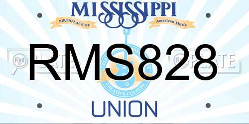 RMS828 Mississippi License Plate