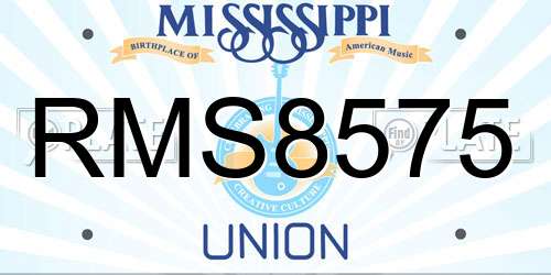RMS8575 Mississippi License Plate