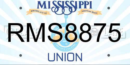 RMS8875 Mississippi License Plate