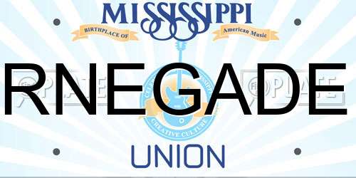 RNEGADE Mississippi License Plate