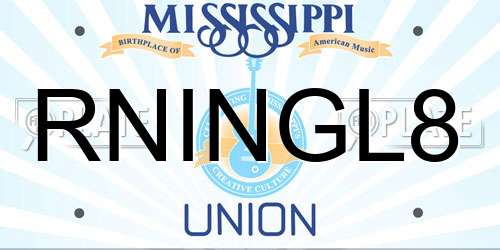 RNINGL8 Mississippi License Plate