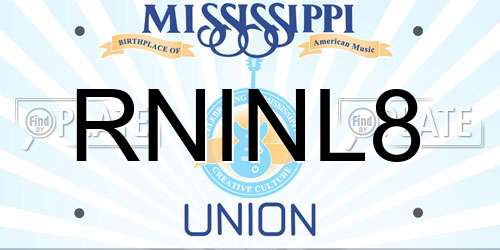 RNINL8 Mississippi License Plate