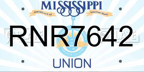 RNR7642 Mississippi License Plate