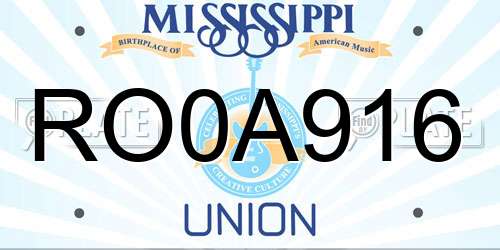 RO0A916 Mississippi License Plate