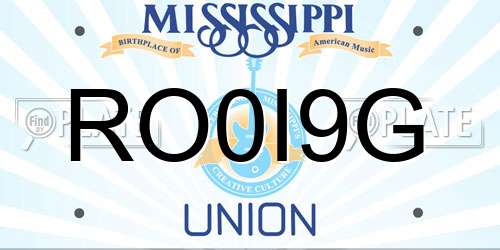RO0I9G Mississippi License Plate
