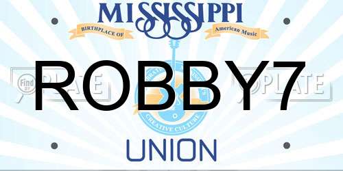 ROBBY7 Mississippi License Plate