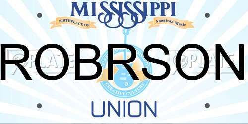 ROBRSON Mississippi License Plate