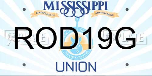 ROD19G Mississippi License Plate
