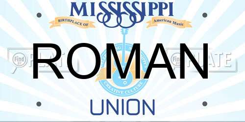 ROMAN Mississippi License Plate