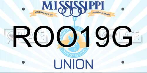 ROO19G Mississippi License Plate
