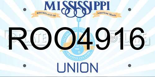 ROO4916 Mississippi License Plate
