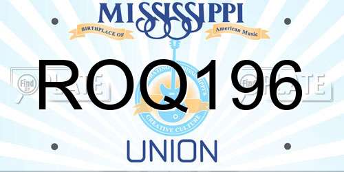 ROQ196 Mississippi License Plate