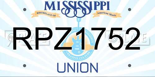 RPZ1752 Mississippi License Plate