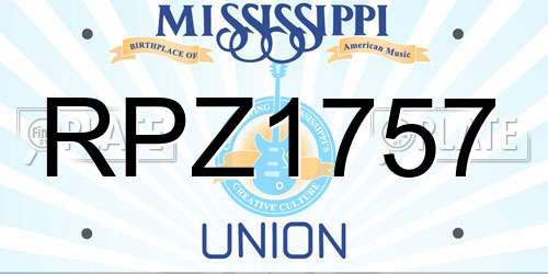 RPZ1757 Mississippi License Plate