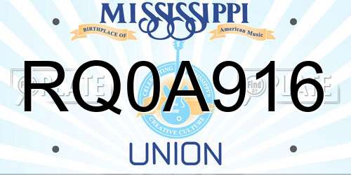 RQ0A916 Mississippi License Plate
