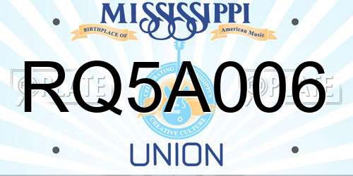 RQ5A006 Mississippi License Plate