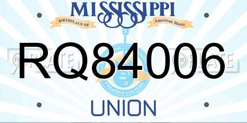 RQ84006 Mississippi License Plate
