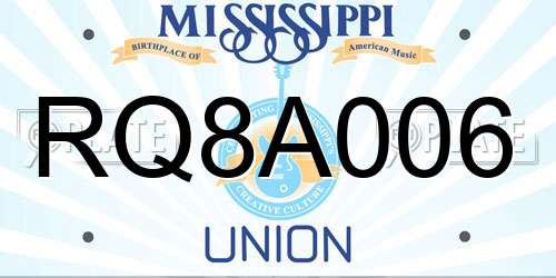 RQ8A006 Mississippi License Plate