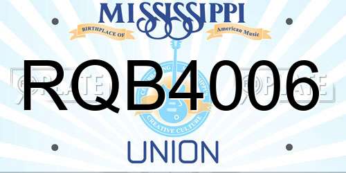 RQB4006 Mississippi License Plate