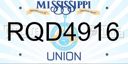 RQD4916 Mississippi License Plate