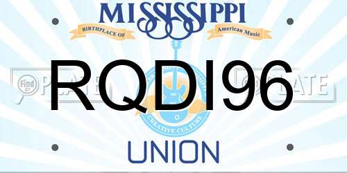 RQDI96 Mississippi License Plate