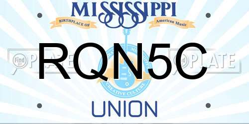 RQN5C Mississippi License Plate