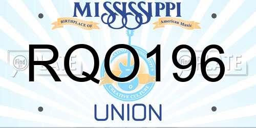 RQO196 Mississippi License Plate