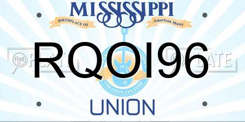 RQOI96 Mississippi License Plate