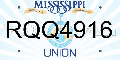 RQQ4916 Mississippi License Plate