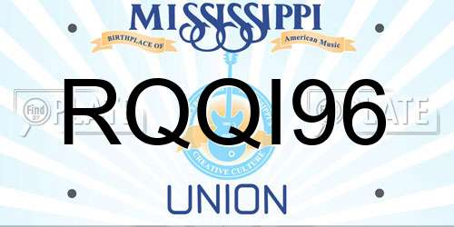RQQI96 Mississippi License Plate