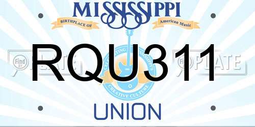 RQU311 Mississippi License Plate